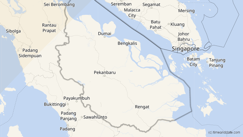 A map of Riau, Indonesien, showing the path of the 17. Feb 2064 Ringförmige Sonnenfinsternis