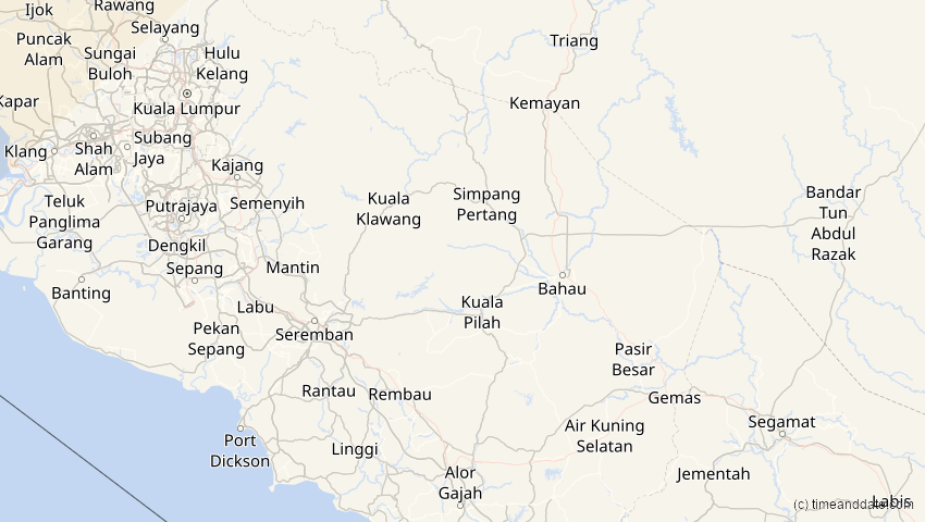 A map of Negeri Sembilan, Malaysia, showing the path of the 17. Feb 2064 Ringförmige Sonnenfinsternis