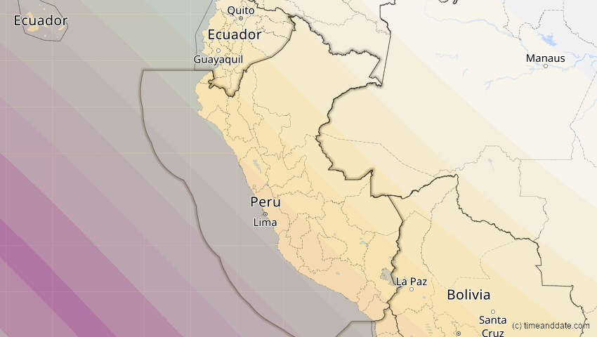A map of Peru, showing the path of the 12. Aug 2064 Totale Sonnenfinsternis