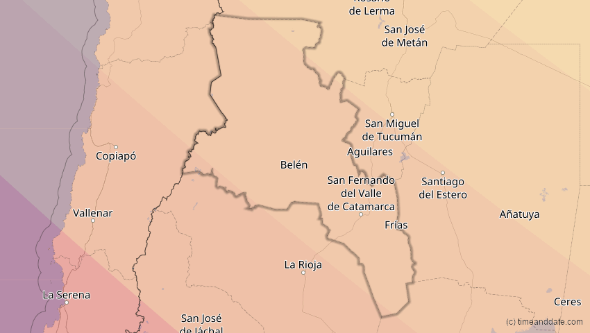 A map of Catamarca, Argentinien, showing the path of the 12. Aug 2064 Totale Sonnenfinsternis