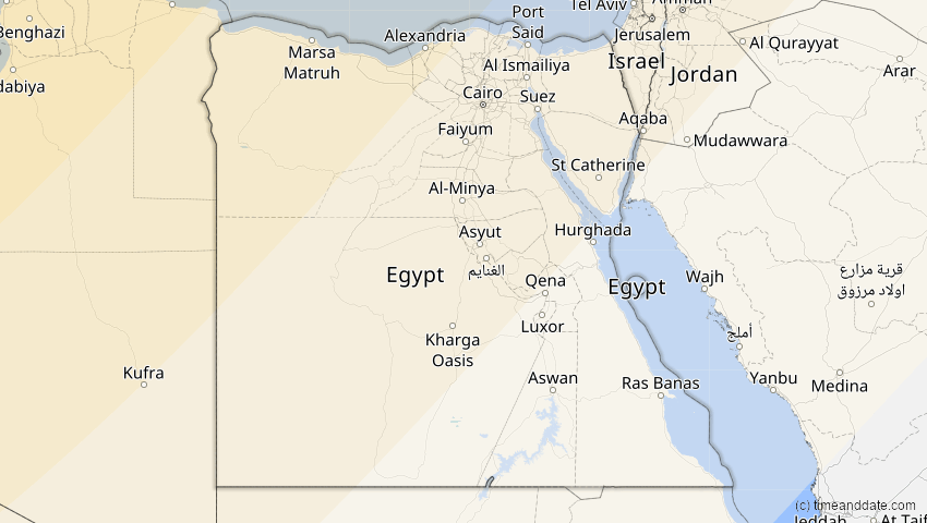 A map of Ägypten, showing the path of the 5. Feb 2065 Partielle Sonnenfinsternis