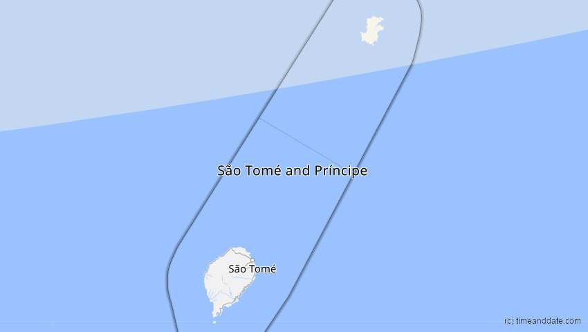A map of São Tomé und Príncipe, showing the path of the 5. Feb 2065 Partielle Sonnenfinsternis