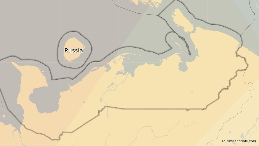 A map of Nenzen, Russland, showing the path of the 5. Feb 2065 Partielle Sonnenfinsternis