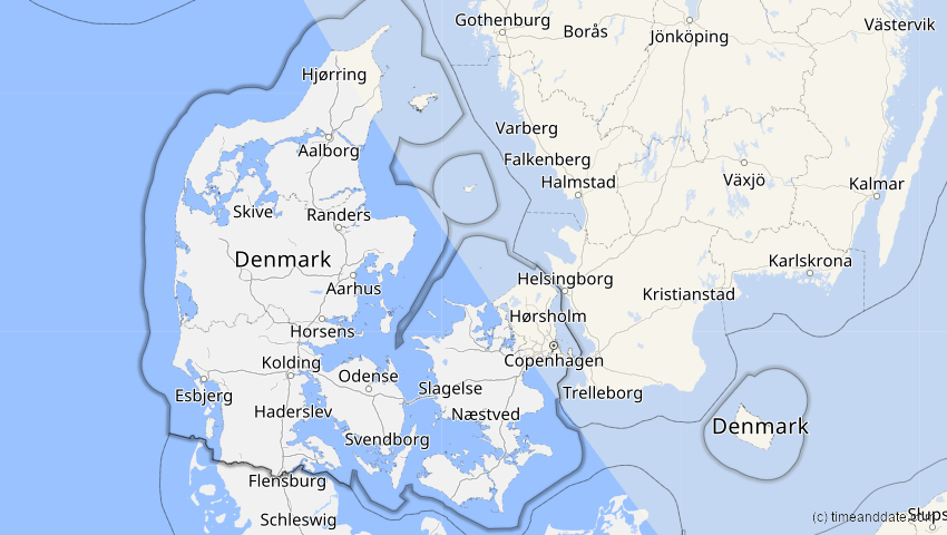 A map of Dänemark, showing the path of the 3. Jul 2065 Partielle Sonnenfinsternis