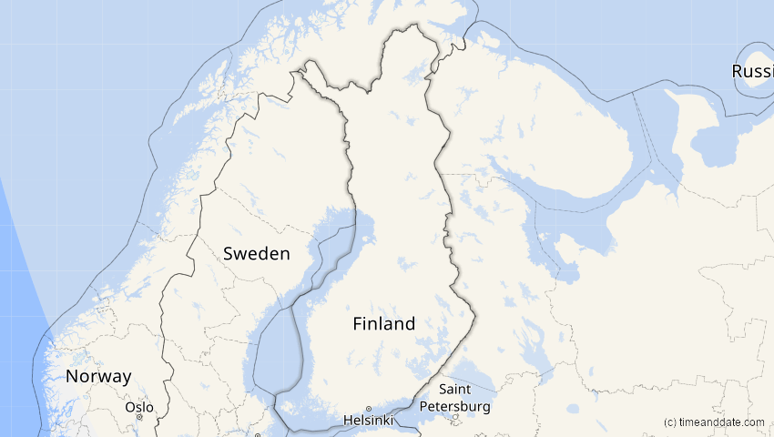A map of Finnland, showing the path of the 3. Jul 2065 Partielle Sonnenfinsternis