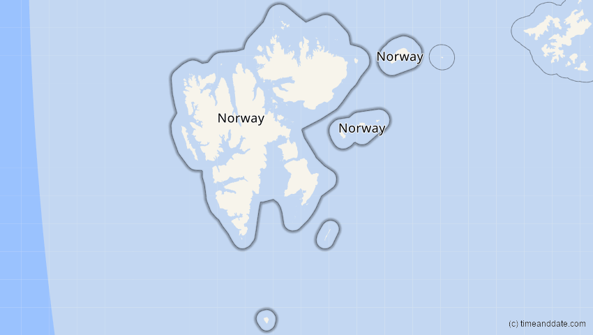 A map of Spitzbergen, Norwegen, showing the path of the 3. Jul 2065 Partielle Sonnenfinsternis