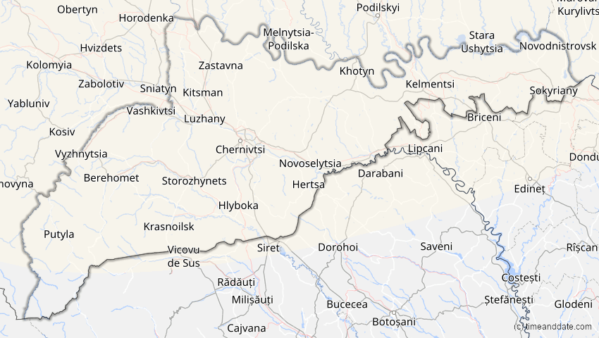A map of Tscherniwzi, Ukraine, showing the path of the 3. Jul 2065 Partielle Sonnenfinsternis