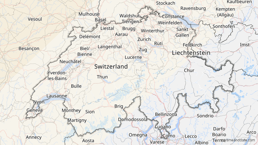 A map of Schweiz, showing the path of the 22–23. Jun 2066 Ringförmige Sonnenfinsternis