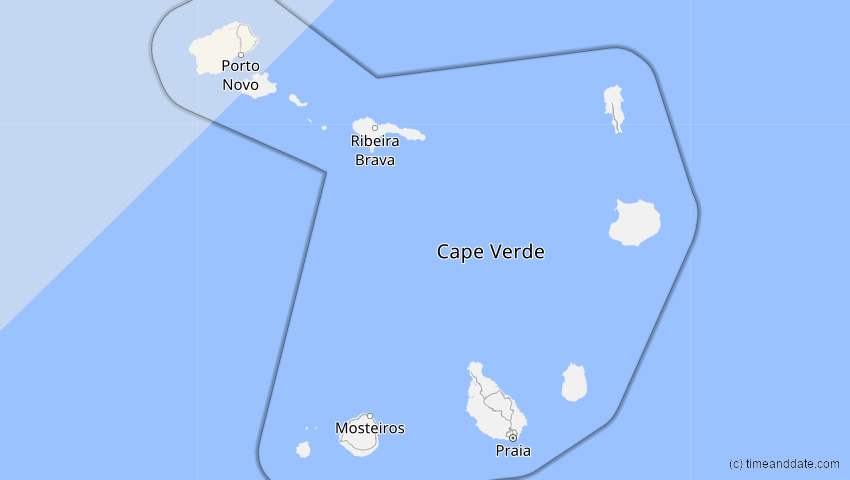 A map of Cabo Verde, showing the path of the 22. Jun 2066 Ringförmige Sonnenfinsternis