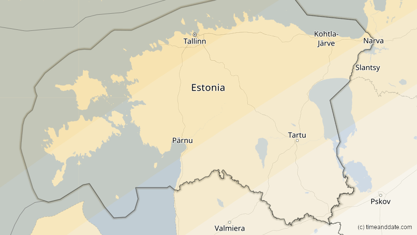 A map of Estland, showing the path of the 22–23. Jun 2066 Ringförmige Sonnenfinsternis