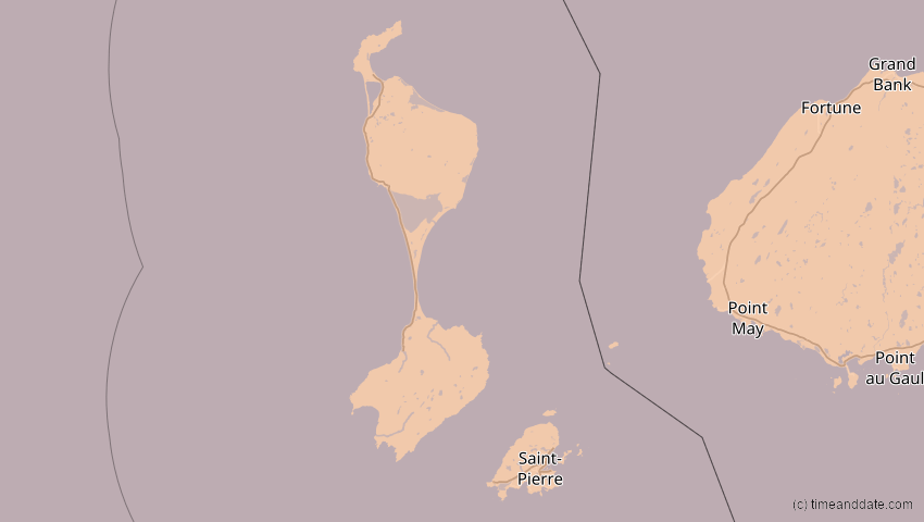 A map of Saint-Pierre und Miquelon, showing the path of the 22. Jun 2066 Ringförmige Sonnenfinsternis