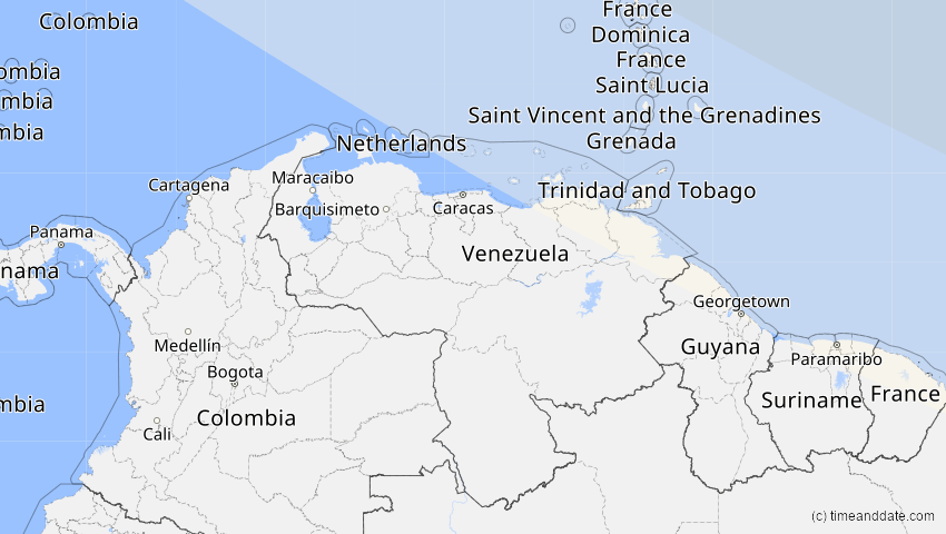 A map of Venezuela, showing the path of the 22. Jun 2066 Ringförmige Sonnenfinsternis