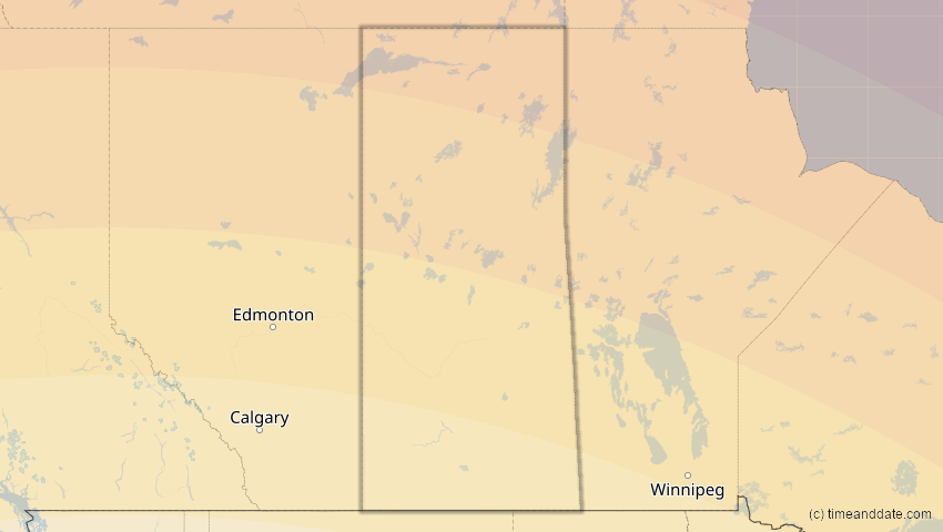 A map of Saskatchewan, Kanada, showing the path of the 22. Jun 2066 Ringförmige Sonnenfinsternis