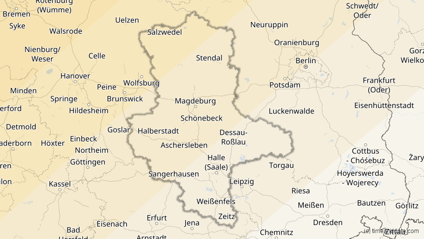 A map of Sachsen-Anhalt, Deutschland, showing the path of the 22–23. Jun 2066 Ringförmige Sonnenfinsternis