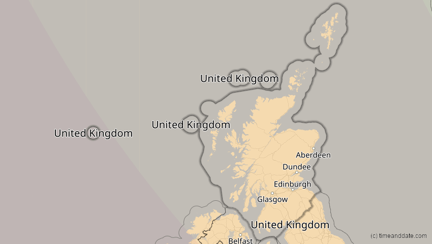 A map of Schottland, Großbritannien, showing the path of the 22. Jun 2066 Ringförmige Sonnenfinsternis