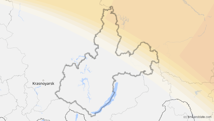 A map of Irkutsk, Russland, showing the path of the 23. Jun 2066 Ringförmige Sonnenfinsternis