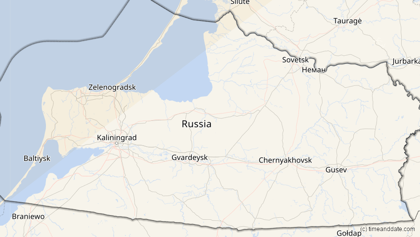 A map of Kaliningrad, Russland, showing the path of the 22–23. Jun 2066 Ringförmige Sonnenfinsternis