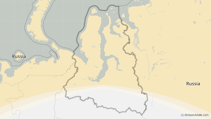 A map of Jamal-Nenzen, Russland, showing the path of the 22–23. Jun 2066 Ringförmige Sonnenfinsternis