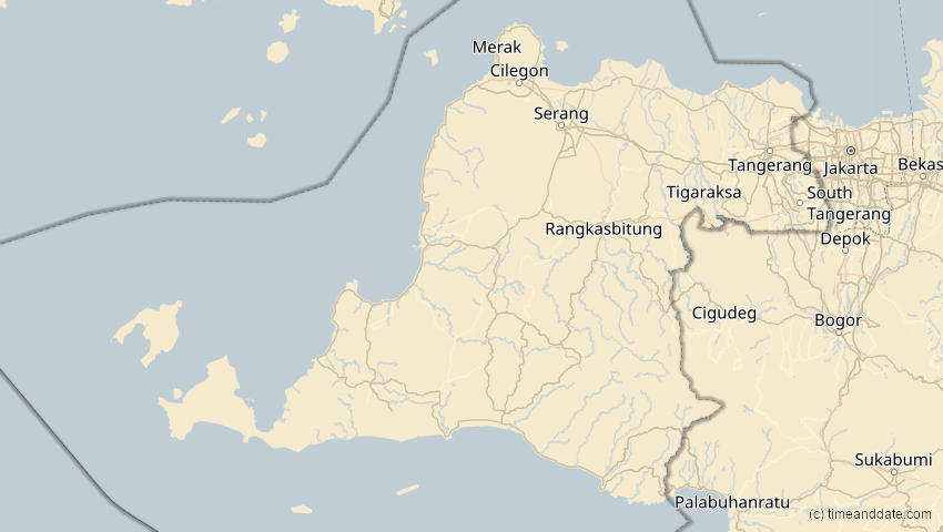 A map of Banten, Indonesien, showing the path of the 17. Dez 2066 Totale Sonnenfinsternis