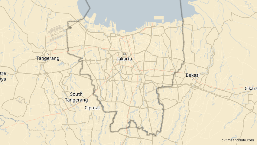 A map of Jakarta Hauptstadtdistrikt, Indonesien, showing the path of the 17. Dez 2066 Totale Sonnenfinsternis