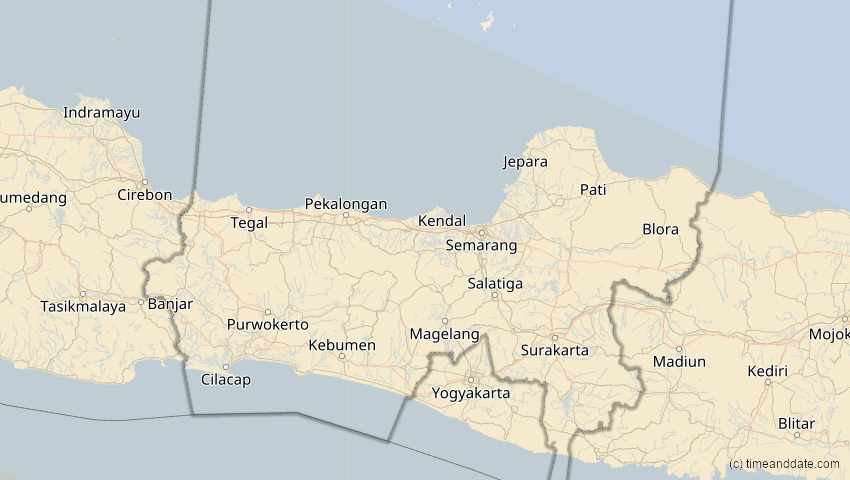 A map of Jawa Tengah, Indonesien, showing the path of the 17. Dez 2066 Totale Sonnenfinsternis
