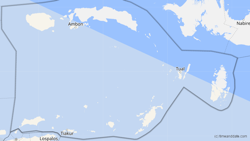 A map of Maluku, Indonesien, showing the path of the 17. Dez 2066 Totale Sonnenfinsternis