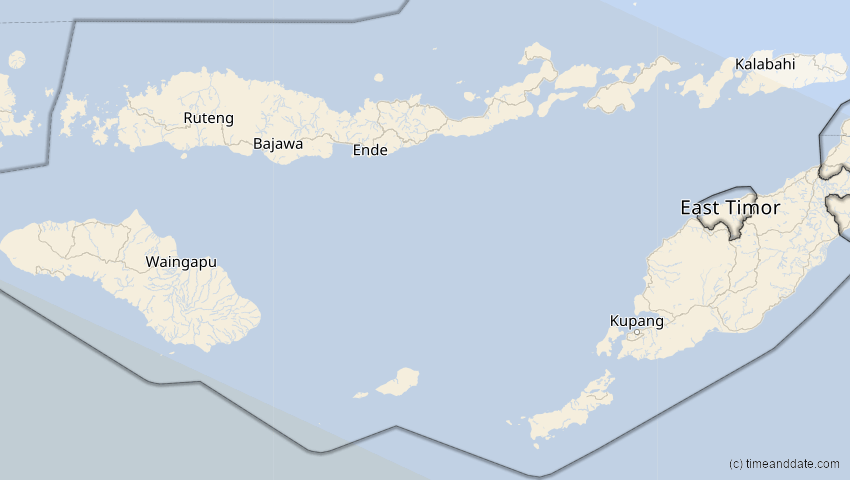 A map of Nusa Tenggara Timur, Indonesien, showing the path of the 17. Dez 2066 Totale Sonnenfinsternis
