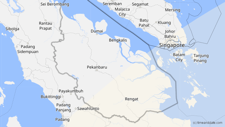 A map of Riau, Indonesien, showing the path of the 17. Dez 2066 Totale Sonnenfinsternis