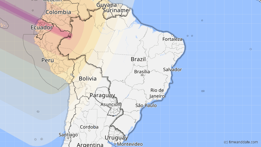 A map of Brasilien, showing the path of the 11. Jun 2067 Ringförmige Sonnenfinsternis