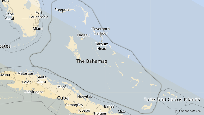 A map of Bahamas, showing the path of the 11. Jun 2067 Ringförmige Sonnenfinsternis