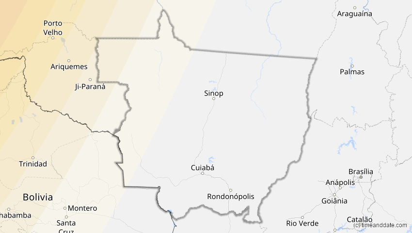 A map of Mato Grosso, Brasilien, showing the path of the 11. Jun 2067 Ringförmige Sonnenfinsternis