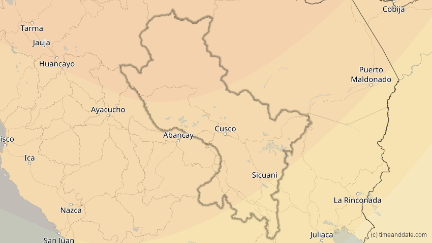 A map of Cusco, Peru, showing the path of the 11. Jun 2067 Ringförmige Sonnenfinsternis
