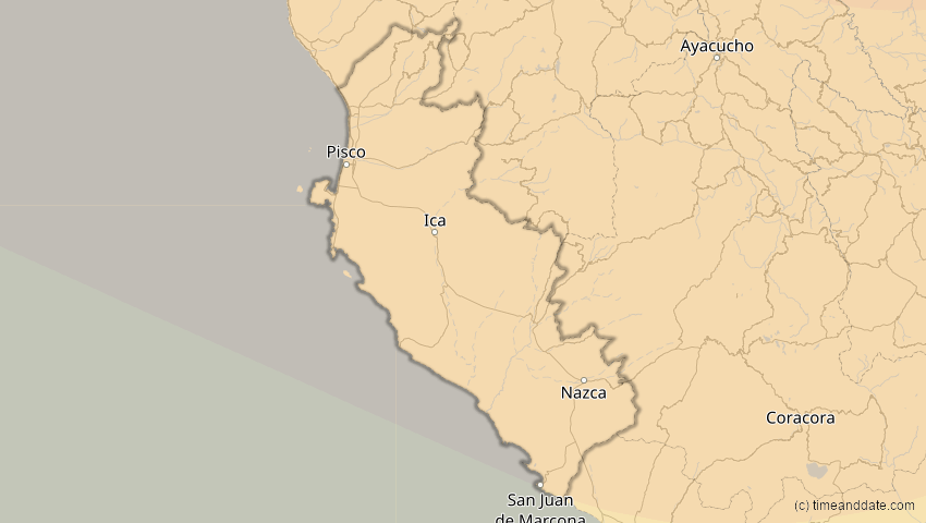A map of Ica, Peru, showing the path of the 11. Jun 2067 Ringförmige Sonnenfinsternis