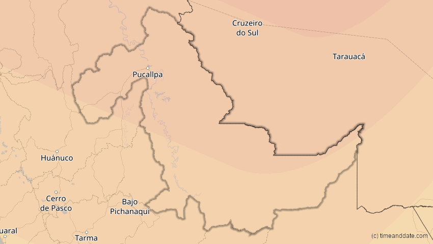A map of Ucayali, Peru, showing the path of the 11. Jun 2067 Ringförmige Sonnenfinsternis