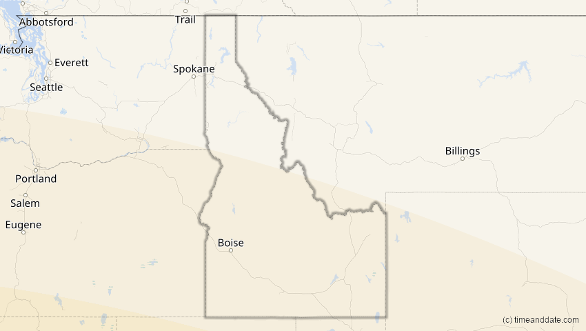 A map of Idaho, USA, showing the path of the 11. Jun 2067 Ringförmige Sonnenfinsternis