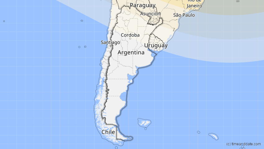 A map of Argentinien, showing the path of the 6. Dez 2067 Totale Sonnenfinsternis