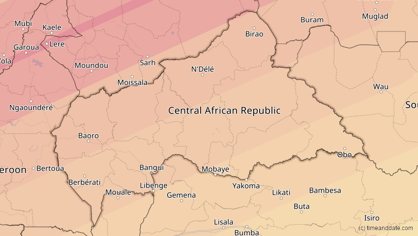 A map of Zentralafrikanische Republik, showing the path of the 6. Dez 2067 Totale Sonnenfinsternis