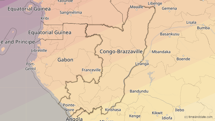 A map of Kongo, showing the path of the 6. Dez 2067 Totale Sonnenfinsternis