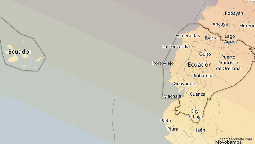 A map of Ecuador, showing the path of the 6. Dez 2067 Totale Sonnenfinsternis