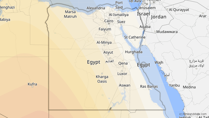 A map of Ägypten, showing the path of the 6. Dez 2067 Totale Sonnenfinsternis