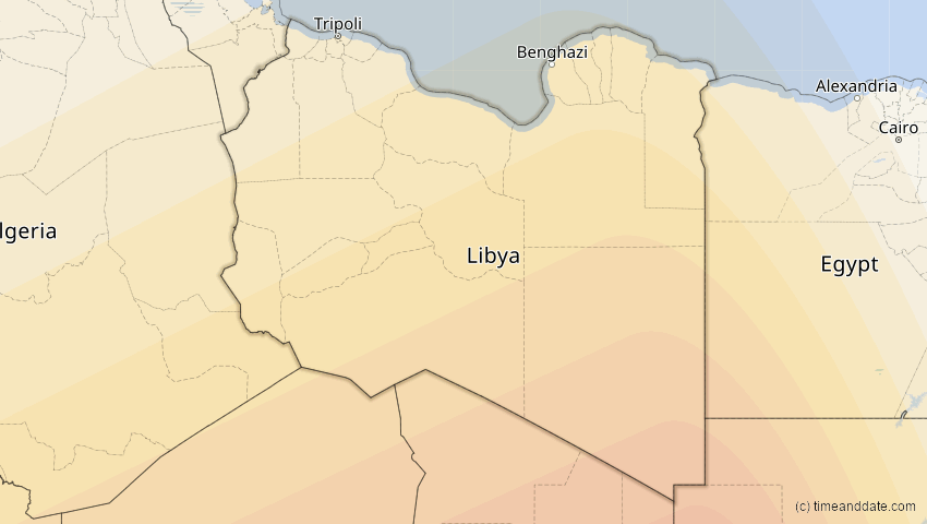 A map of Libyen, showing the path of the 6. Dez 2067 Totale Sonnenfinsternis