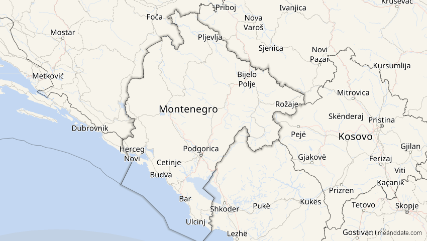 A map of Montenegro, showing the path of the 6. Dez 2067 Totale Sonnenfinsternis