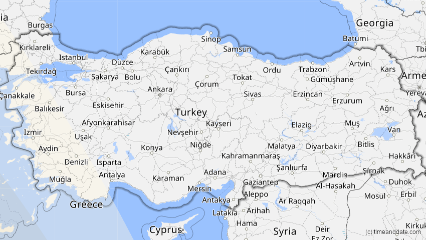 A map of Türkei, showing the path of the 6. Dez 2067 Totale Sonnenfinsternis