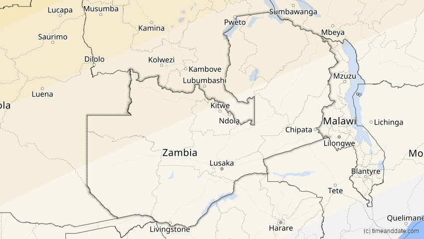 A map of Sambia, showing the path of the 6. Dez 2067 Totale Sonnenfinsternis