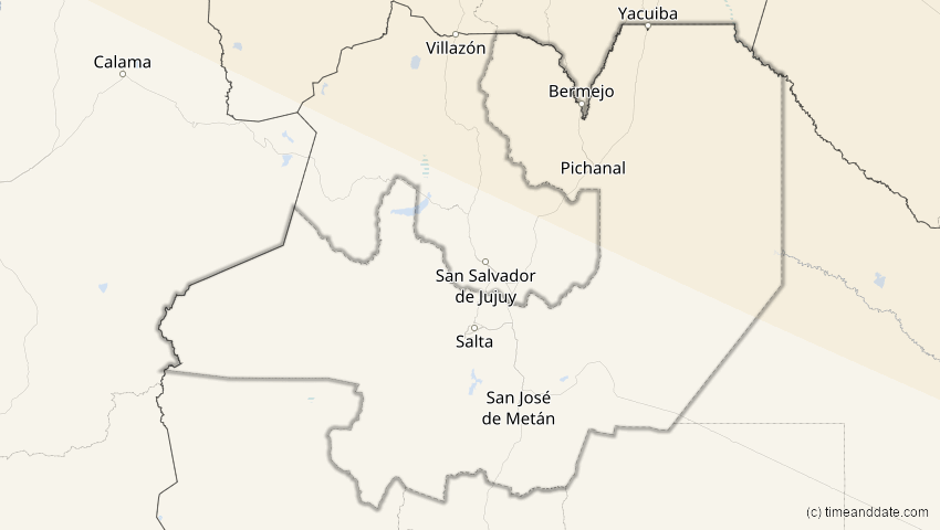 A map of Salta, Argentinien, showing the path of the 6. Dez 2067 Totale Sonnenfinsternis