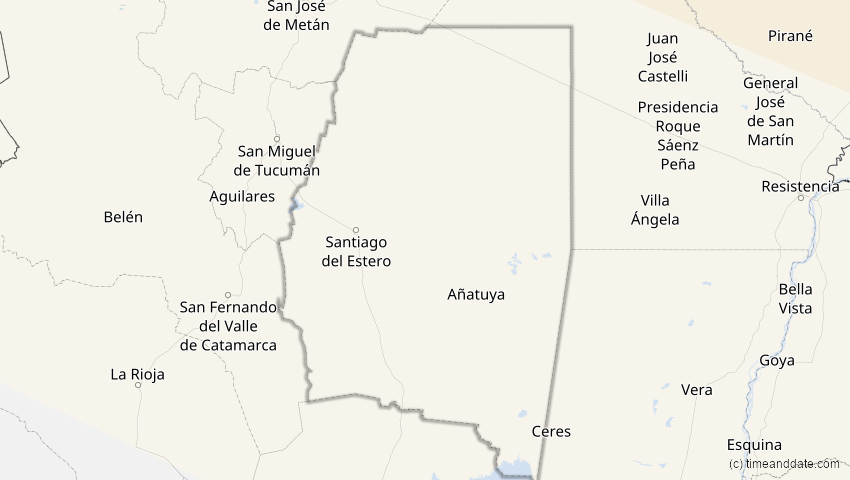 A map of Santiago del Estero, Argentinien, showing the path of the 6. Dez 2067 Totale Sonnenfinsternis