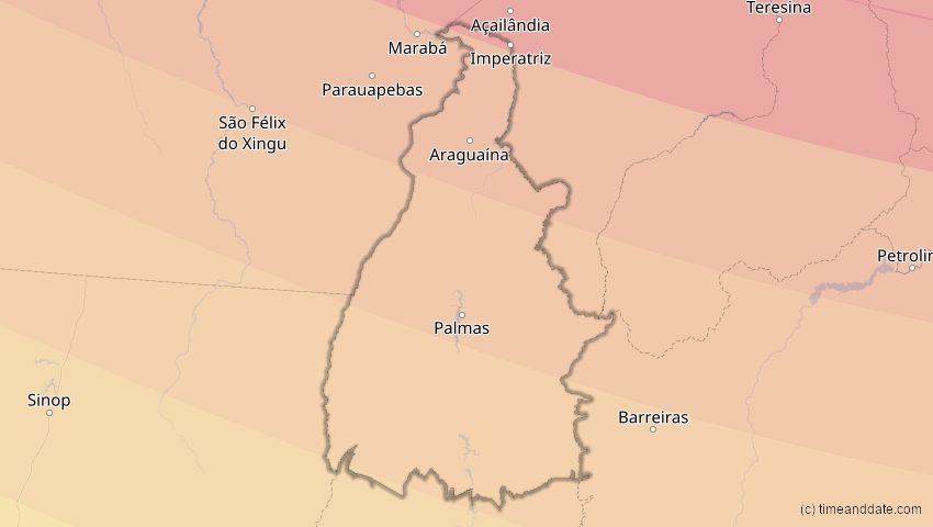A map of Tocantins, Brasilien, showing the path of the 6. Dez 2067 Totale Sonnenfinsternis