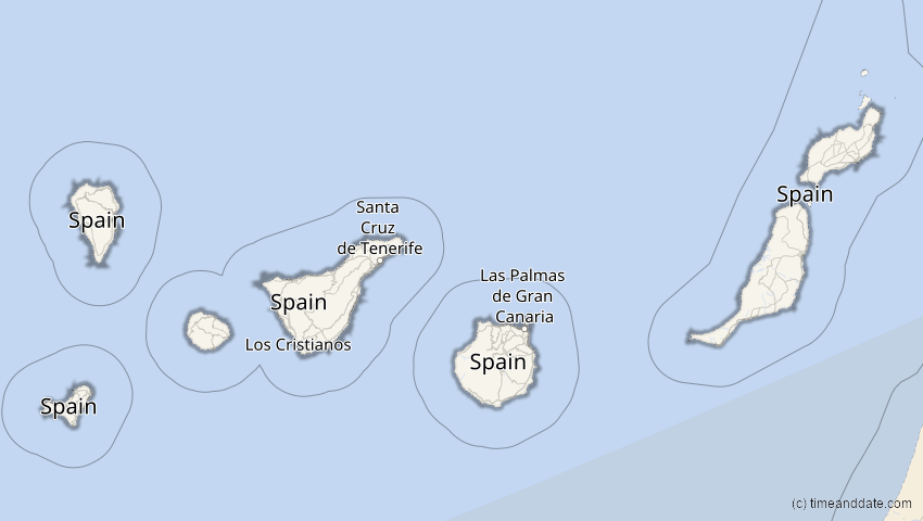 A map of Kanarische Inseln, Spanien, showing the path of the 6. Dez 2067 Totale Sonnenfinsternis