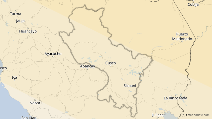 A map of Cusco, Peru, showing the path of the 6. Dez 2067 Totale Sonnenfinsternis