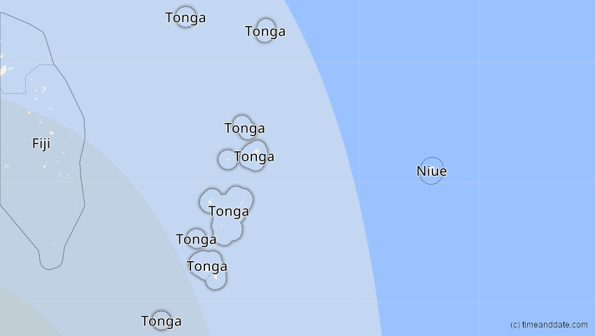 A map of Tonga, showing the path of the 31. Mai 2068 Totale Sonnenfinsternis